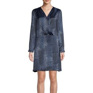 Halston V neck Crossover Pleat Dress Size Small